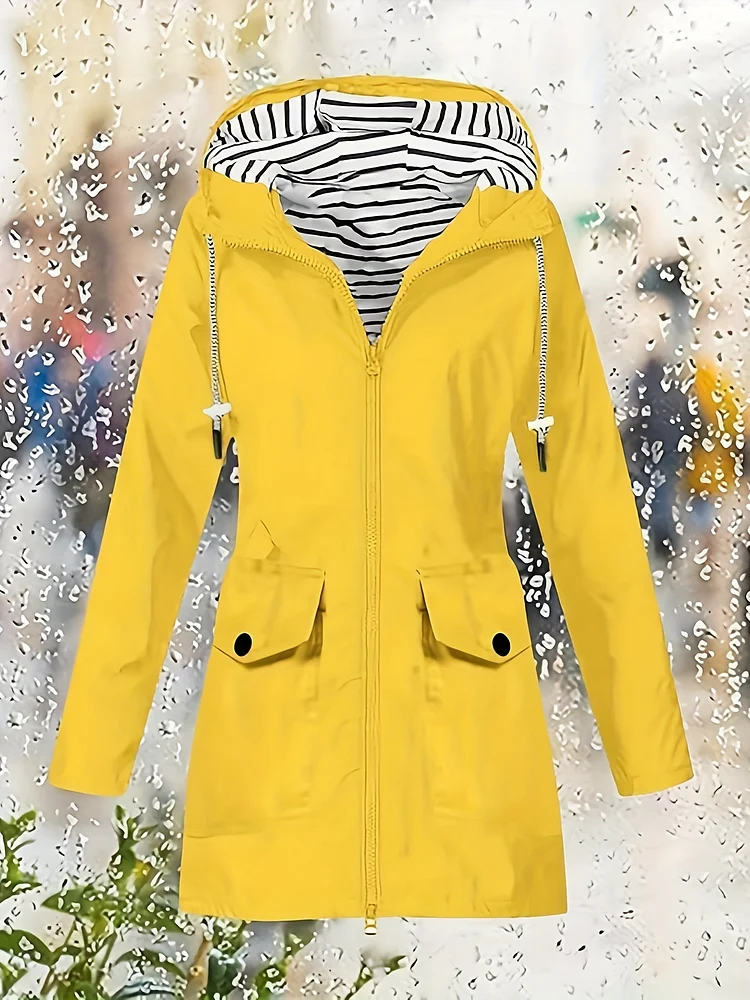 Women's Jacket Hooded Lightweight Outdoor Long Hooded Windbreaker