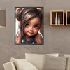 >SALE<5D DIY Full Round Drill Diamond Painting Curly Haired Big Eyed Girl Decor30x40cm