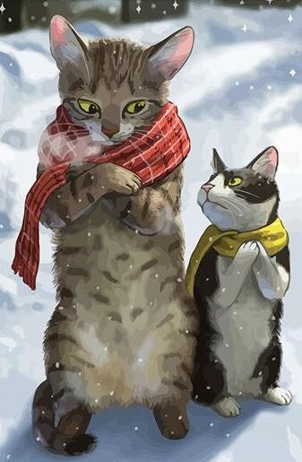 

Cat With Scarf – Paint By Numbers - 40*50CM, 501 Original