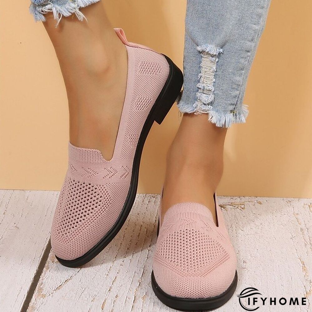 Women's Slip-Ons Comfort Shoes Daily Flat Heel Round Toe Casual Minimalism Knit Loafer Solid Colored Black Rosy Pink Burgundy | IFYHOME