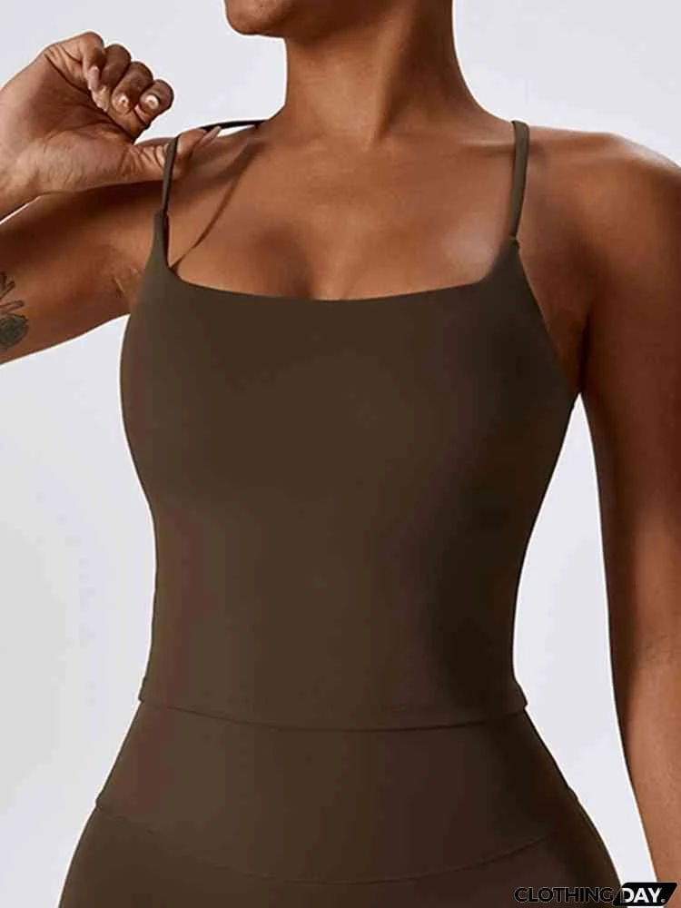 Square Neck Back Crisscross Tank Top