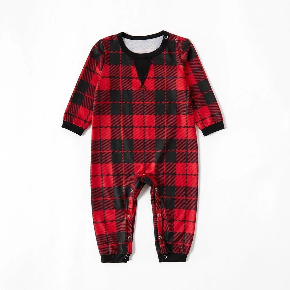 Christmas Black-Red Plaid Family Matching Pajamas Set  (with Pet Dog Clothes)