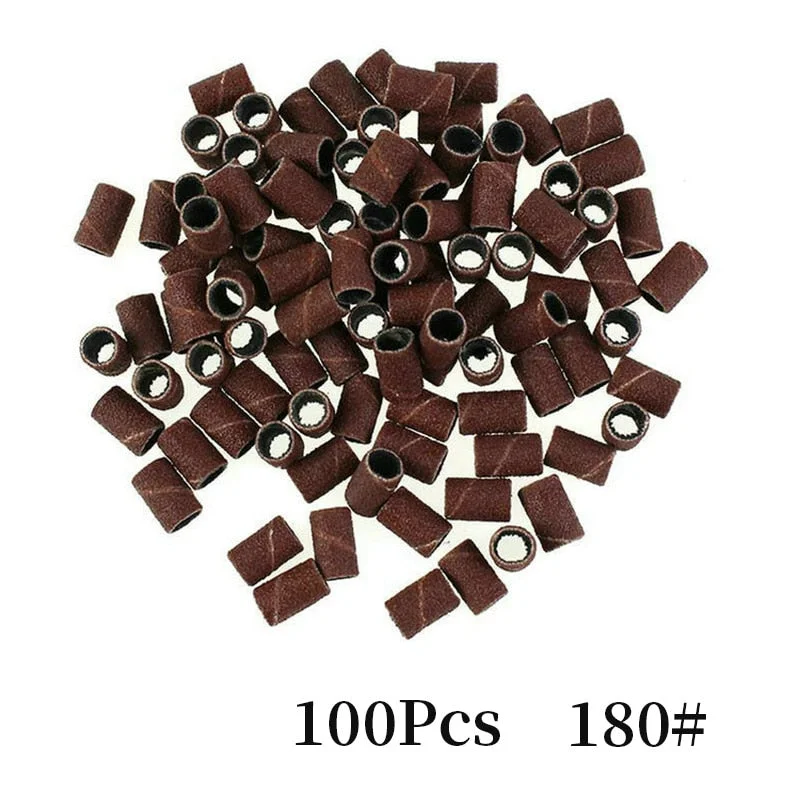 100pcs Electric Drill Sand Brands for Grinding Removal Refillable Nail Art Sand Cutter for Manicure Pedicure Ring Bits-Nail Inspo