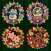 4PCS DIY Christmas Pearl Diamond Painting Acrylic Ornaments with Lights, Pearl & Special Shaped Diamond Wreath Hanging Decorations,Christmas Tree Ornament Kit