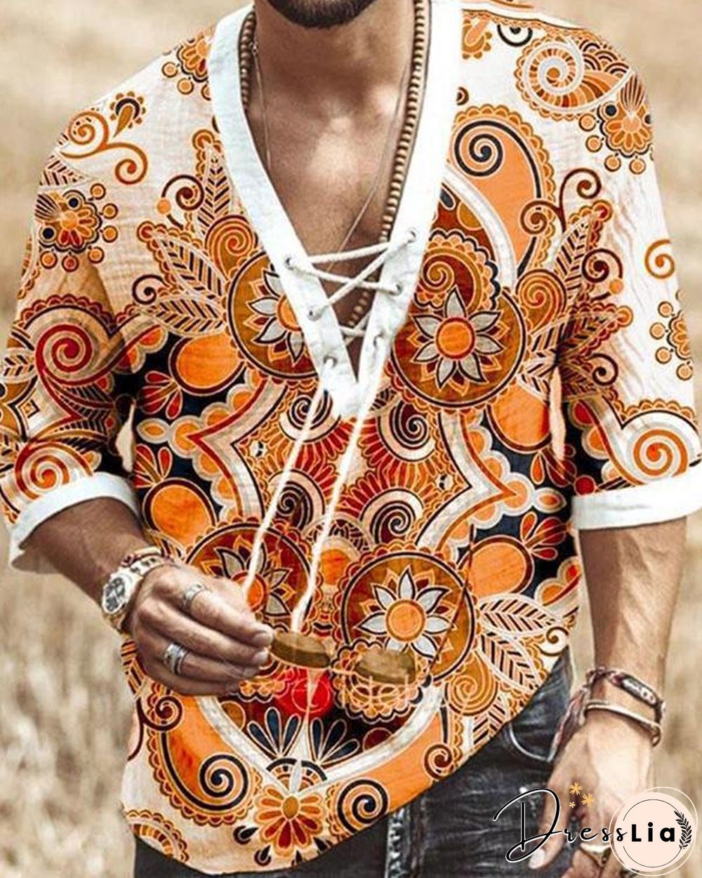 Men's Print T-shirt With Sleeves