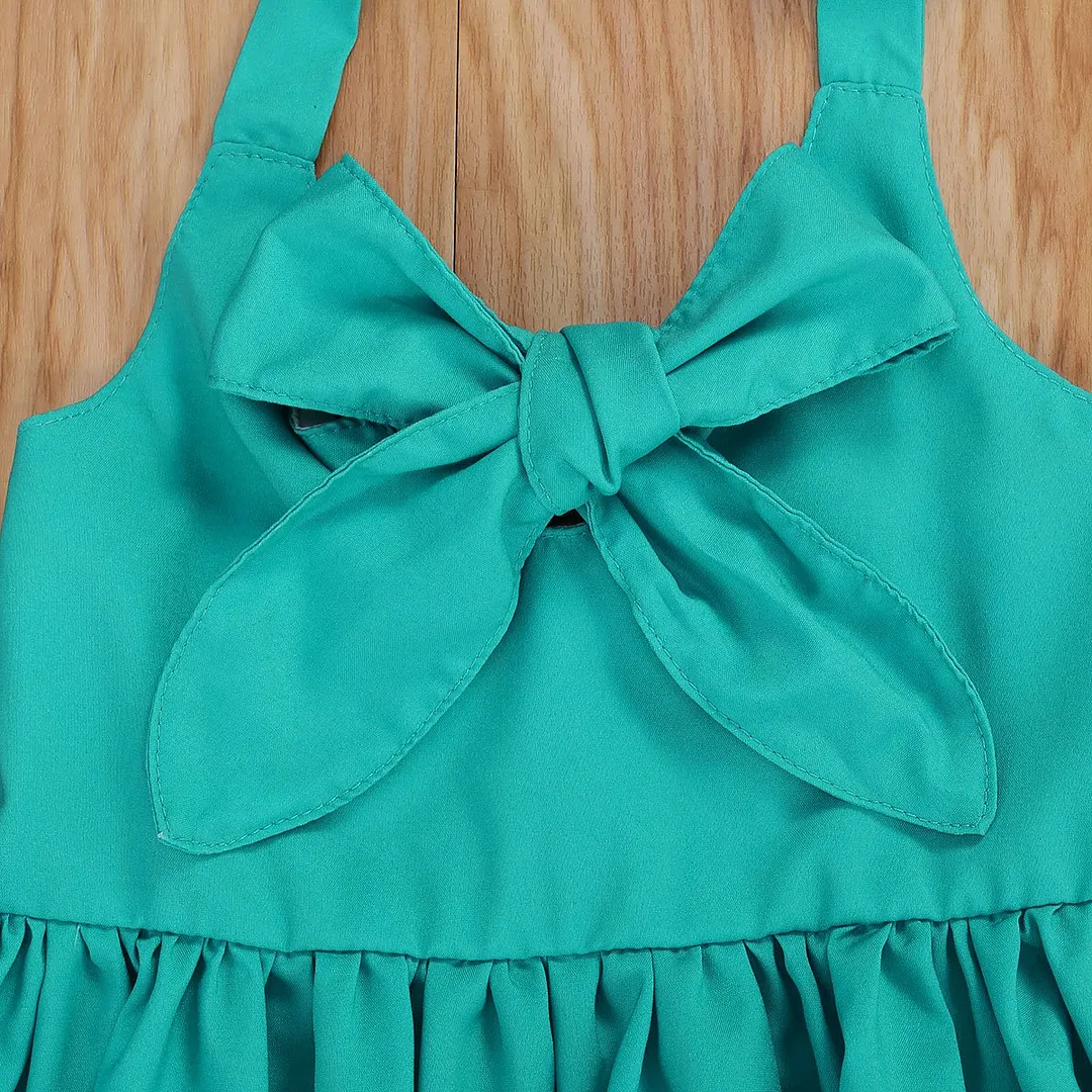 1-6Years Baby Girls 3Pcs Clothes Set Bowknot Strap Tops Dress Shirt Ripped Denim Shorts Headband Infant Kids Baby Summer Outfits