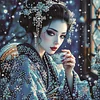 Kits de peinture en diamant partiel en forme sp&eacute;ciale de geishas des geishas des neiges pour adultes, d&eacute;coration murale en cristal et diamant 30x30cm