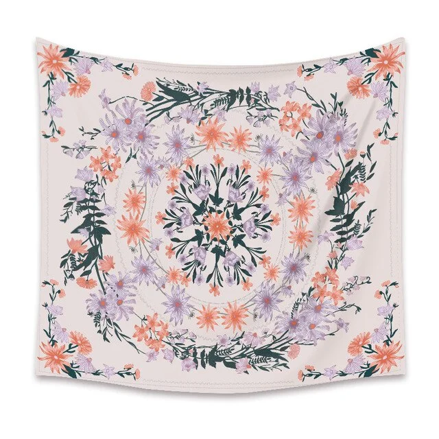 Indian Mandala Flower Tapestry Wall Hanging Psychedelic Tapestry Wall Hanging Decor for Living Room Bedroom Bohemian Plant Print