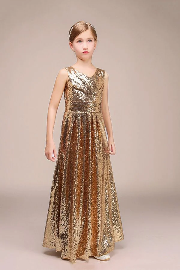 Hellodresses Jewel Ankle Length Sleeveless Flower Girl Dress