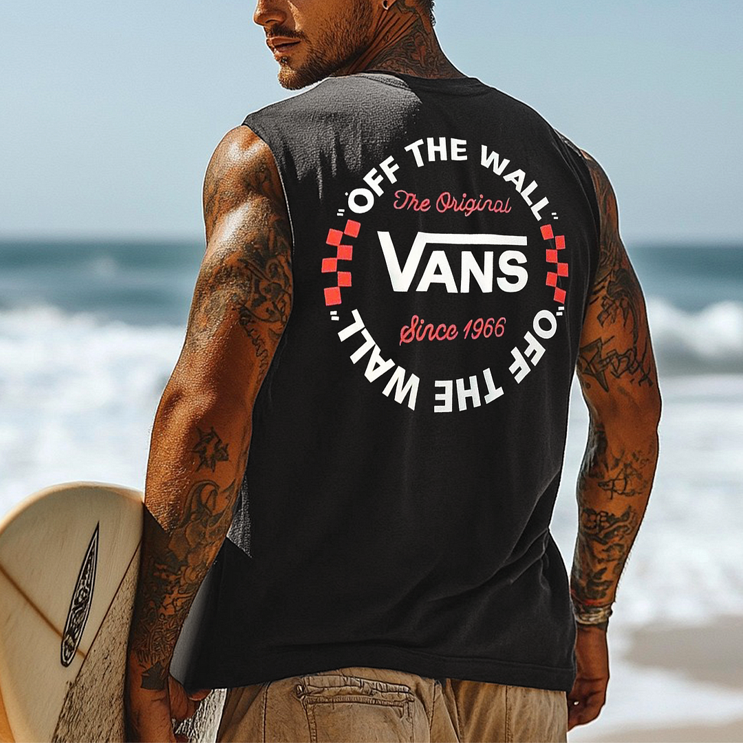 Men's Vintage Surfing Oversized Print Tank Top