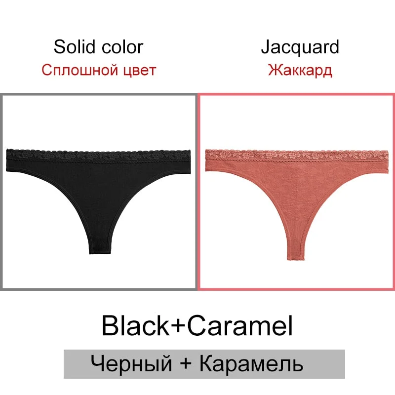 FINETOO Sexy Thongs Women 2Pcs/set Floral Waist G-string Panties Seamless Underwear Ladies Jacquard T-back Underpants S-2XL 2021