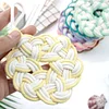 Handmade Knitted Coaster Supplies DIY Hand Woven Round Floral Coasters Set Bohemian Pattern Creative Coaster Crafts Knit Kit Heat Insulation Braided Mug Mat For Home Wall Decor Gift Office