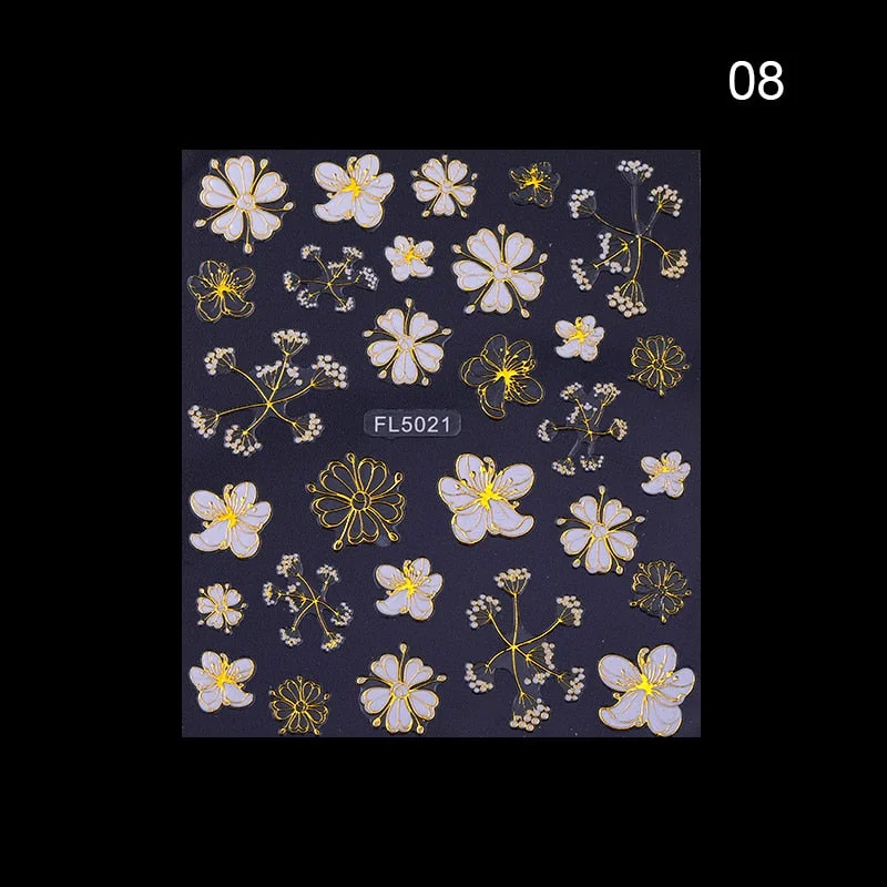 3D Nail Art Sticker Iridescent Gold Black Gilded Stripe Wave Line Adhesive Transfer Foils DIY Decal Manicures Tips Decoration-Nail Inspo