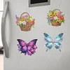 12PCS DIY Diamond Art Refrigerator Sticker for Decor (Flower Basket)