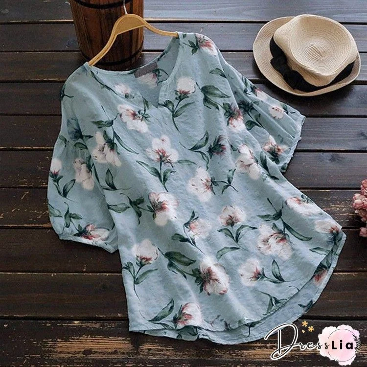 Flower Print Ruffled T-shirt