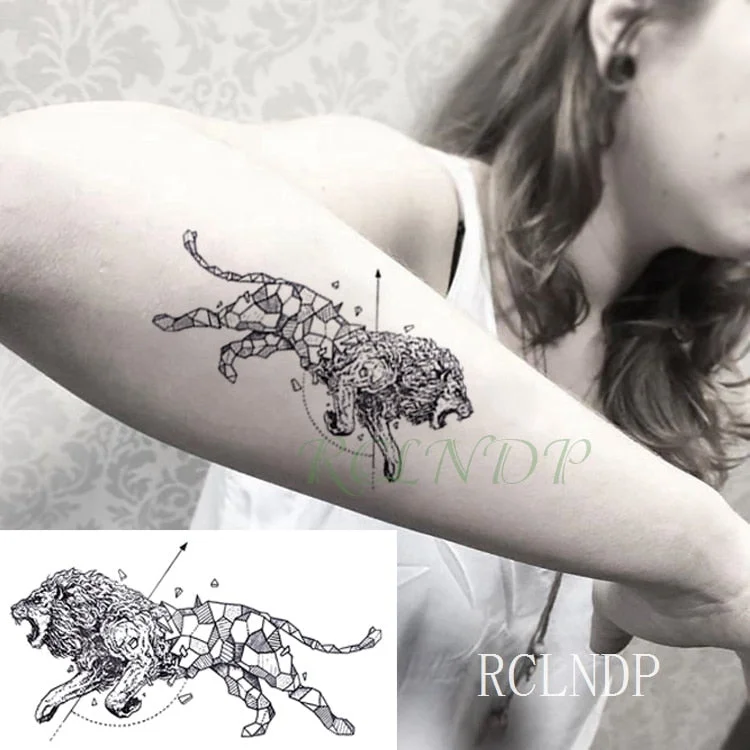 Waterproof Temporary Tattoo Stickers Wolf Dog head fake Tatto Geometric animal Flash Tatoo Hand Back Foot for Girl Women Men