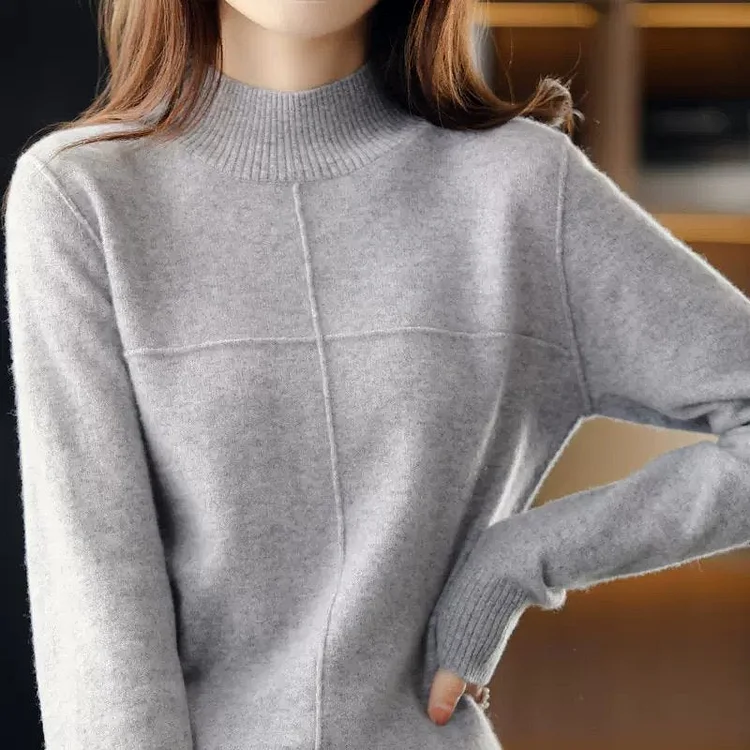 Plain Long Sleeve Casual Sweater QueenFunky