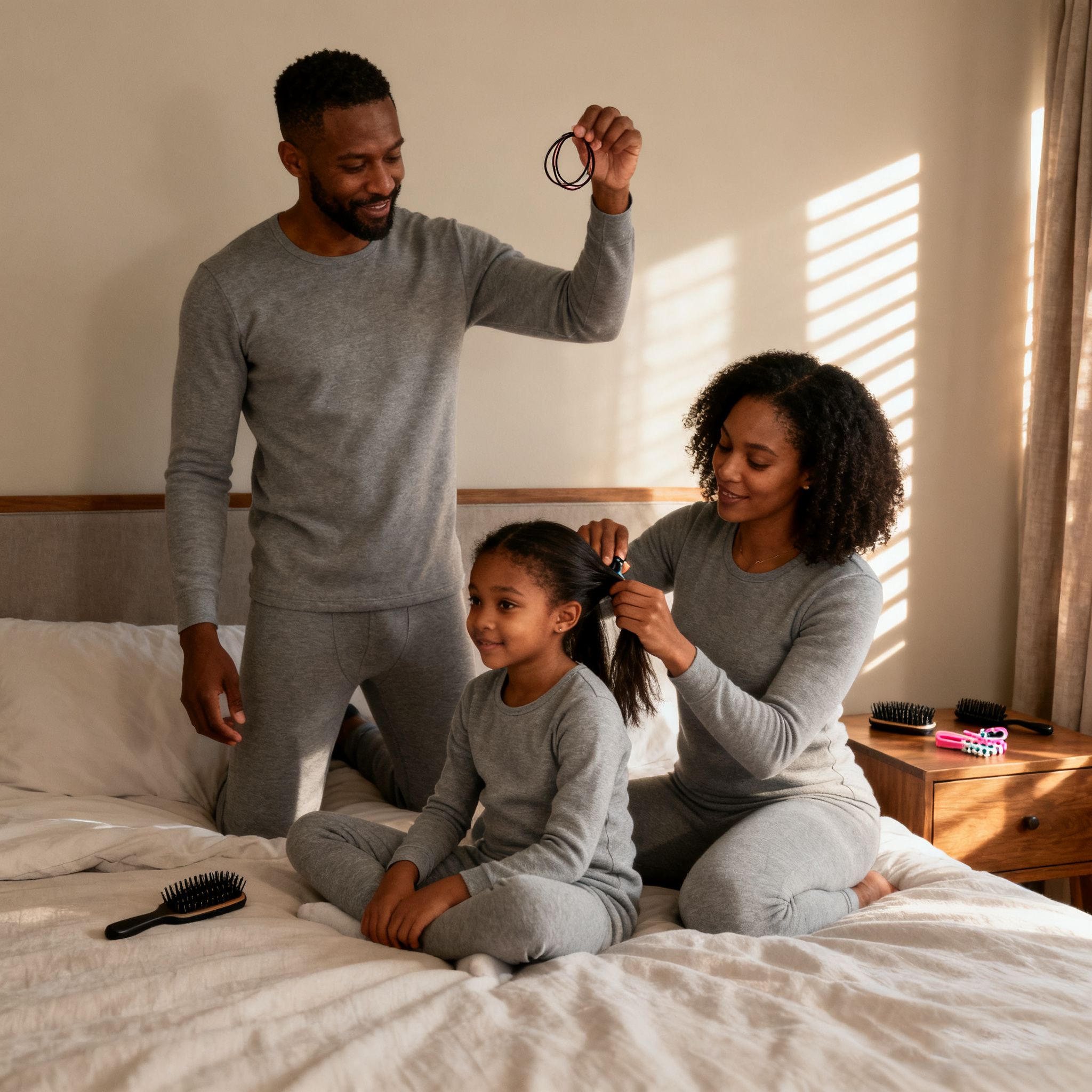 Family Matching Gray Silk Thermal Underwear REAL SILK LIFE