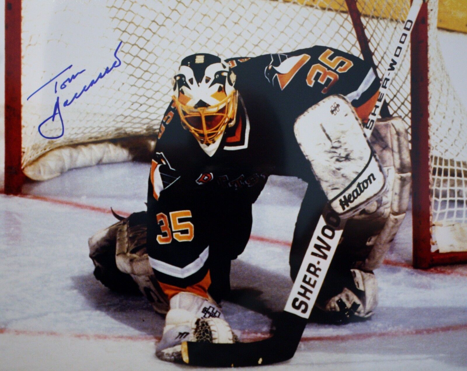 Autographed Tom Barrasso 11x14 Pittsburgh Penguins Photo Poster painting with COA
