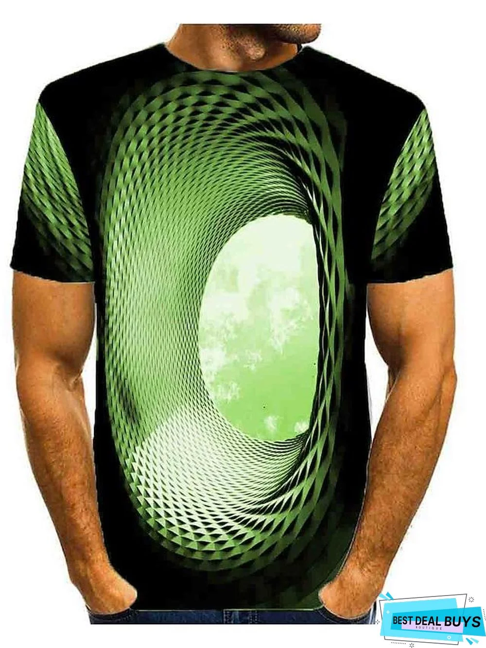 Men's T-shirt Graphic Optical Illusion Print Short Sleeve Daily Tops Basic Round Neck