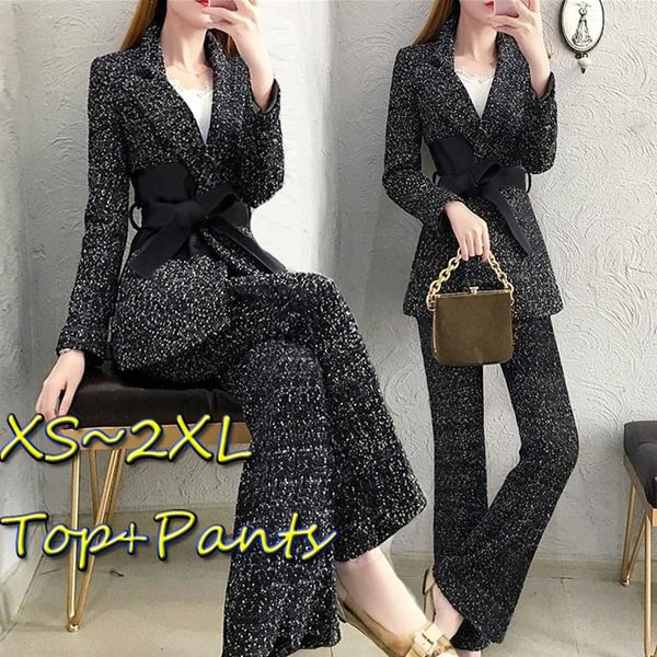 Ladies 2 Pieces Set Outfit Women Autumn Winter Office Work Pant Suit Business Formal Blazer Jacket & Pants Trouser Suite - Shop Trendy Women's Fashion | TeeYours
