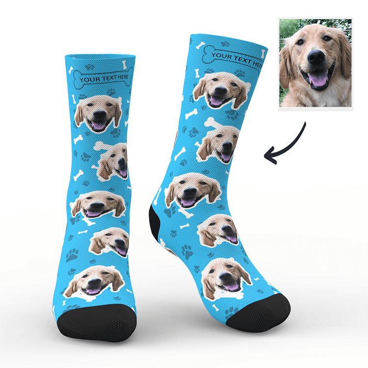 Custom Dog Socks With Your Text - Smoky blue