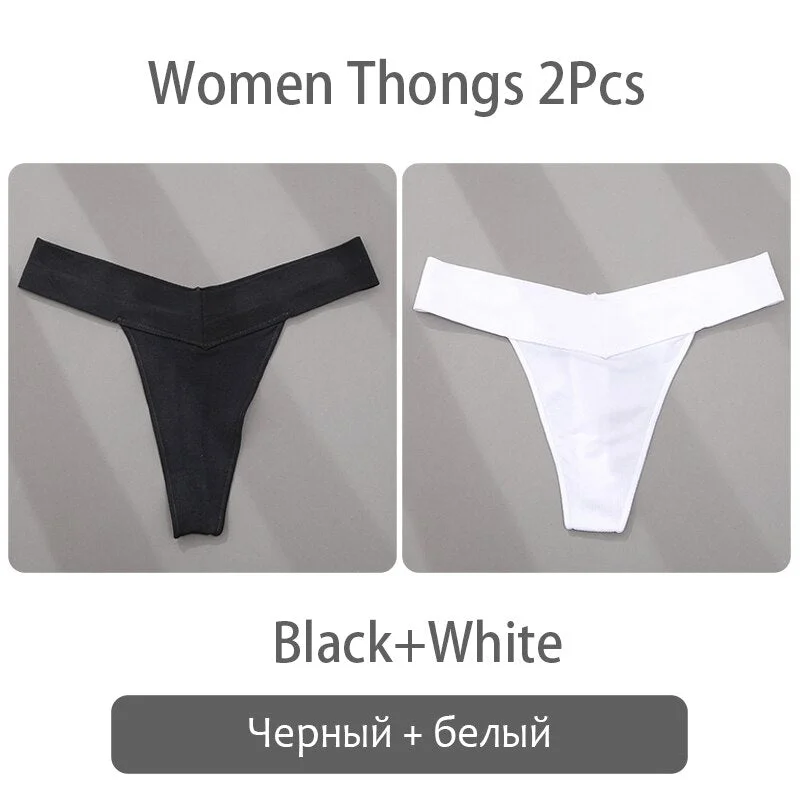 FINETOO S-2XL Women Thongs Sexy V Waist G-String Panties Plus Size T-back Underpants Ladies Thongs Underwear Female Lingerie New