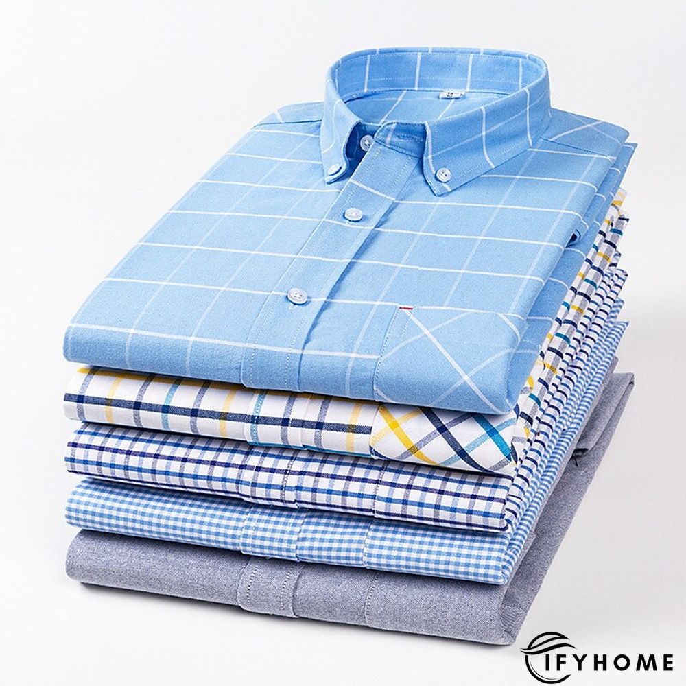 Men's Denim Shirt Turndown Spring &  Fall Long Sleeve A B C Plaid / Striped / Chevron / Round Daily Wear Clothing Apparel Print | IFYHOME