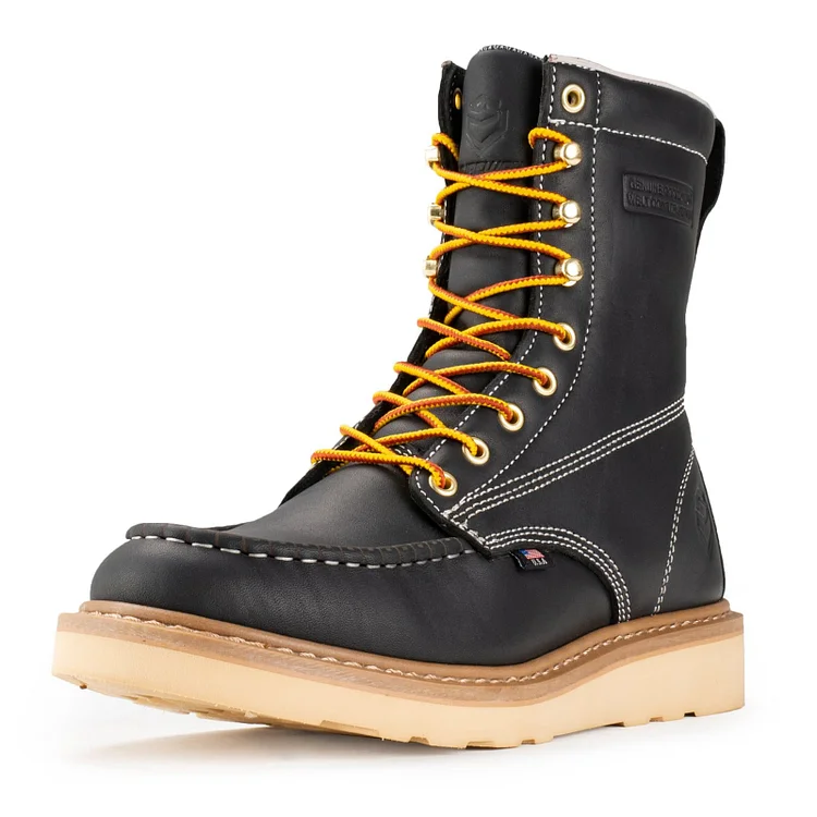 SUREWAY 8 Inch Wedge Moc Toe Work Boots for Men - Soft Toe Surewaystore