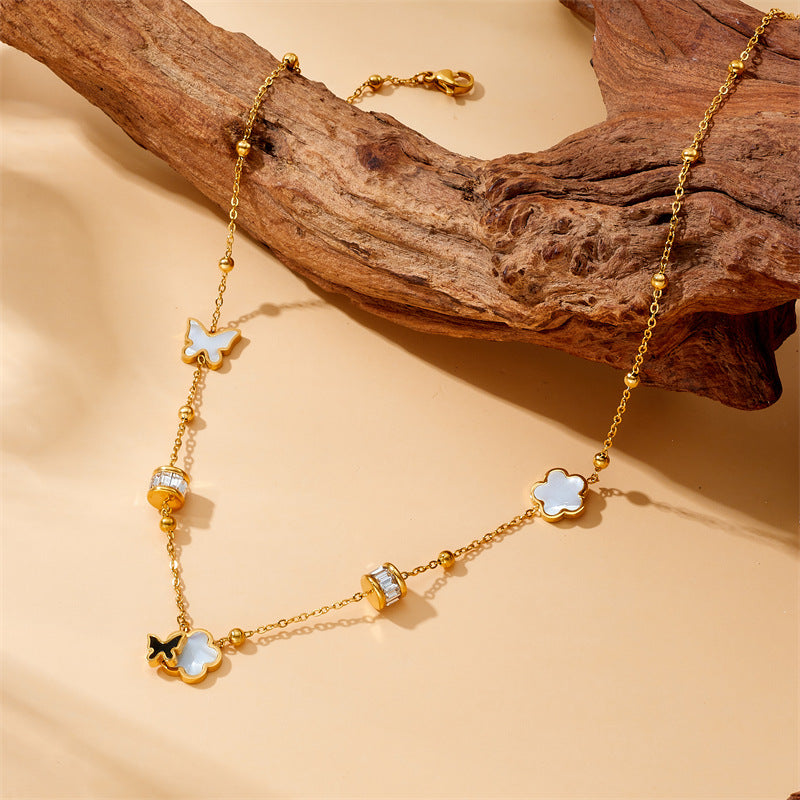 Fashion Flower Plant Stainless Steel Electroplating Jewelry Sets