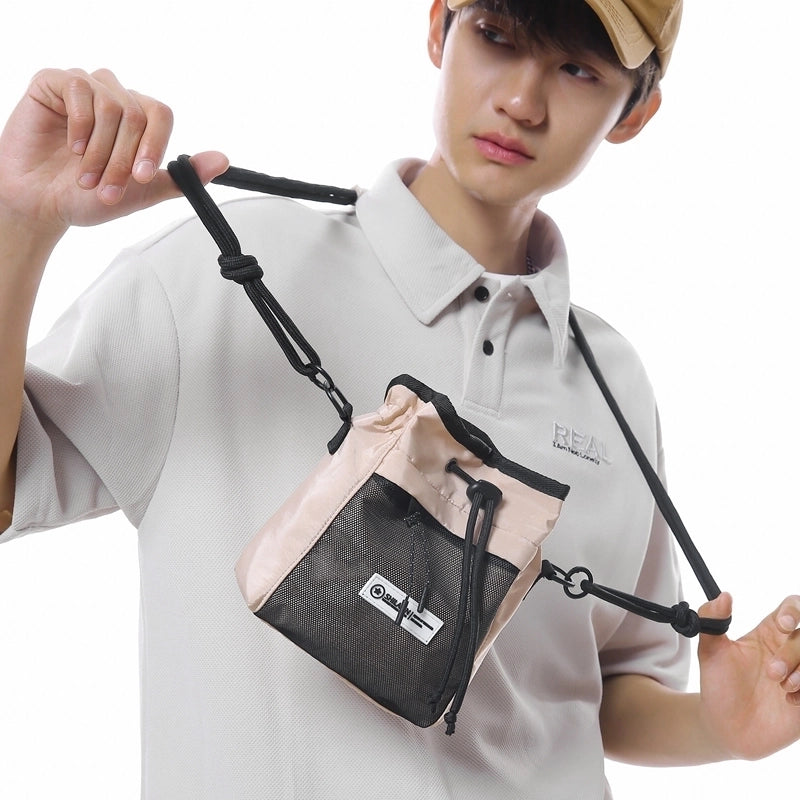 Unisex Medium Nylon Color Block Streetwear Sports Sewing Thread Square String Crossbody Bag