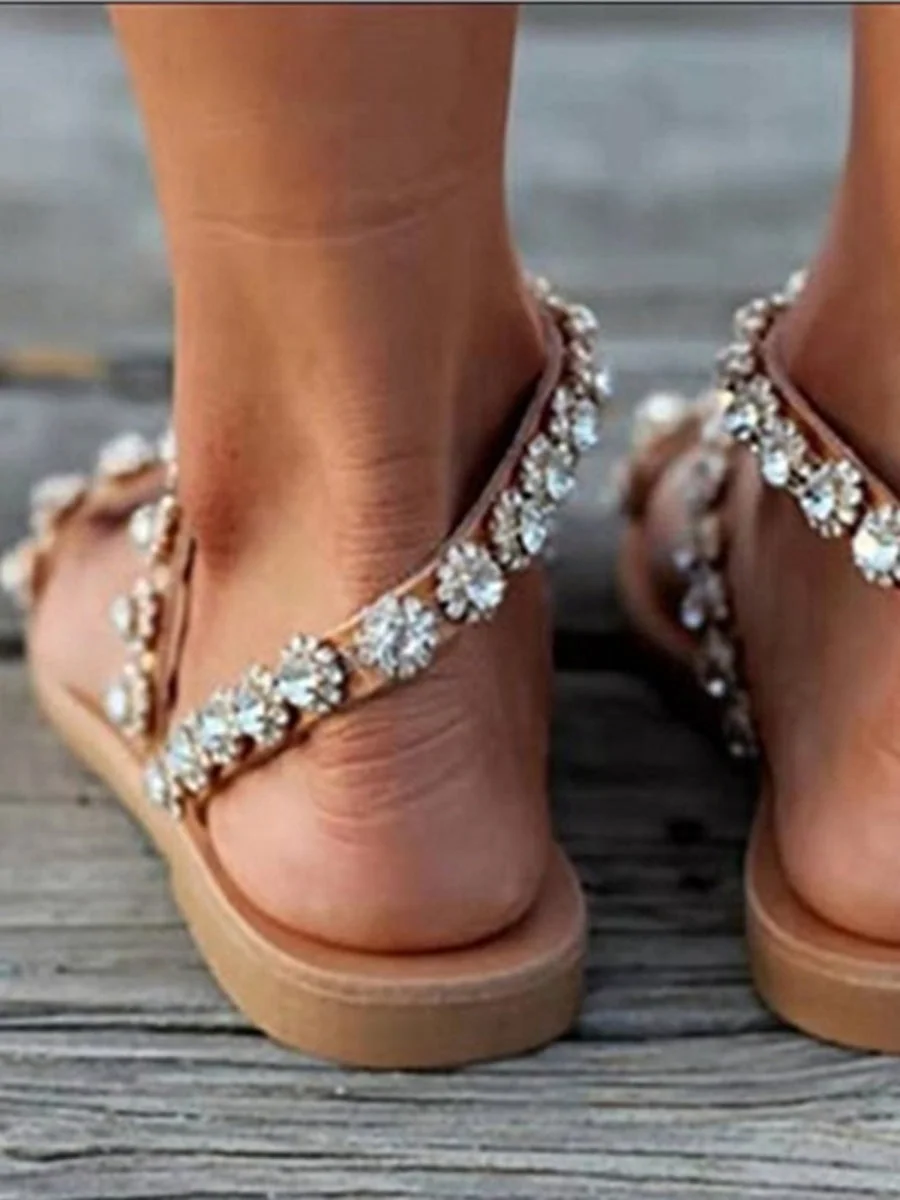 PU With drill Flat Sandals