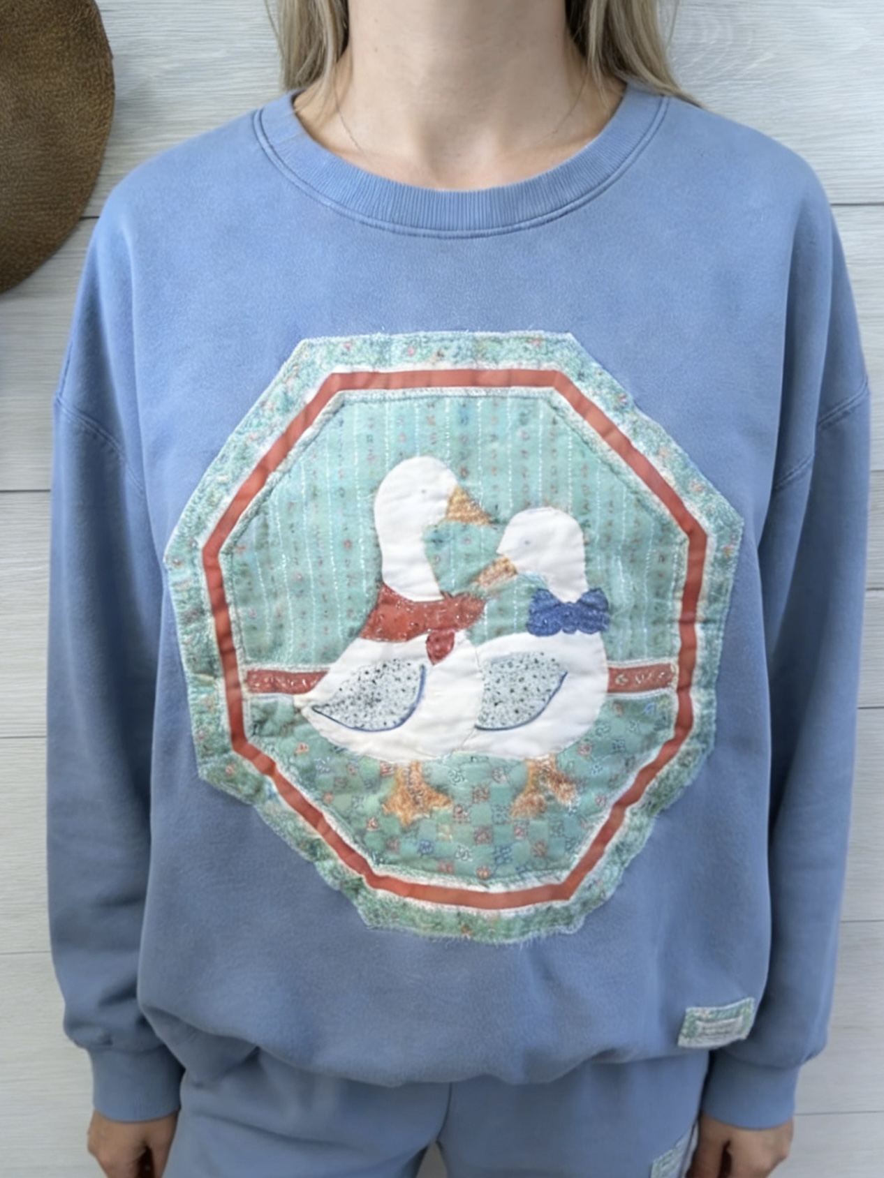 patchwork crew neck shirt