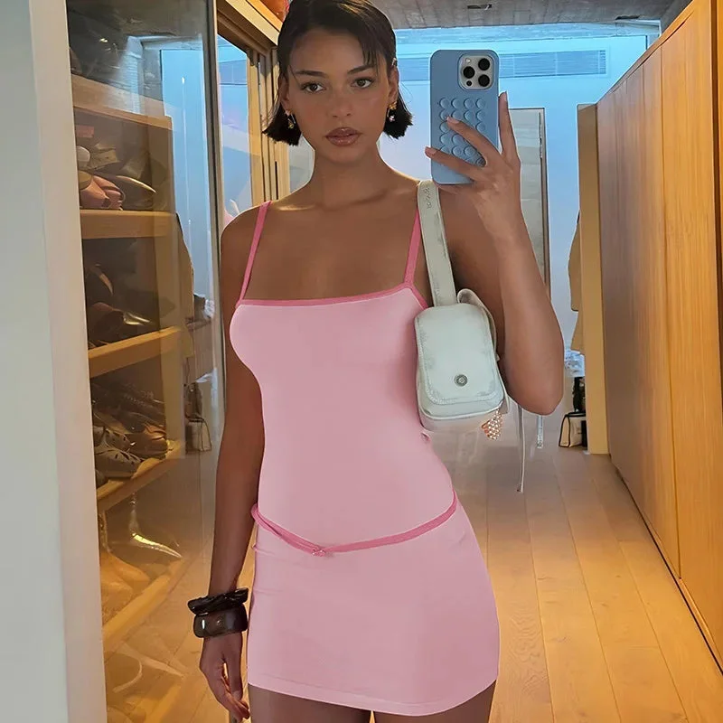 Toloer Two Tone Strappy Mini Dress-Outfit Ideas