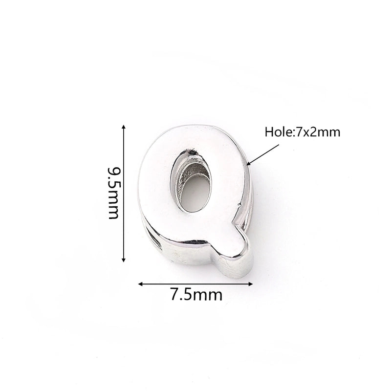 1 Pc/Package 9.5x6mm 9.5×7.5mm 9.5x8mm 7x2mm Copper White Gold Plated Letter Bubble Polished Beads