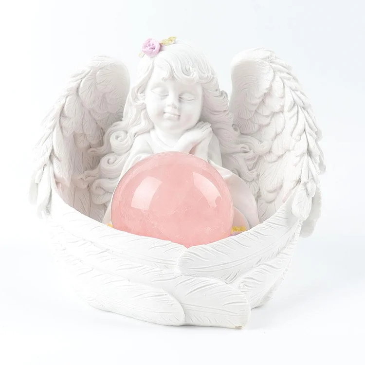 Resin White Cute Baby Angel Stand