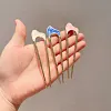 6PCS Elegant U Shape Oil Drip Metallic Hairpin