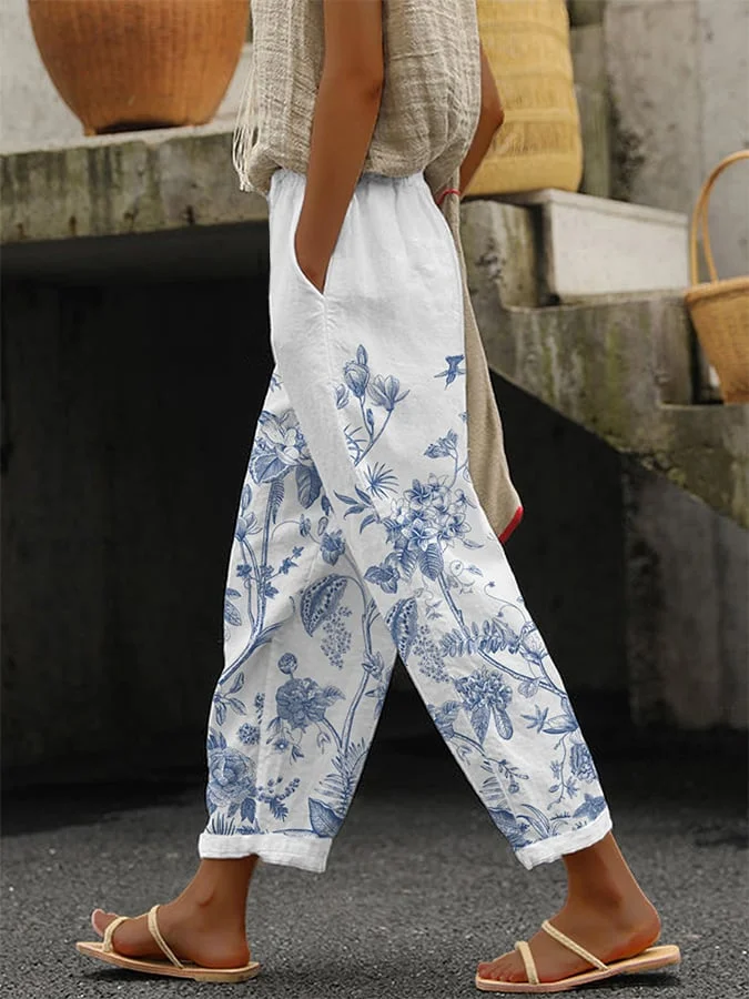 Women's Trendy Floral Print Wide-Leg Pants