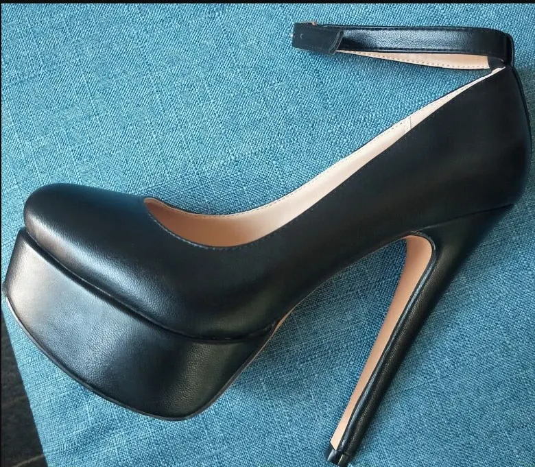 Onlymaker Women Platform Mary Jane Pumps Ankle Strap Stiletto High Heels Dress Buckle Shoes Large Size Fashion Party Thin Heels