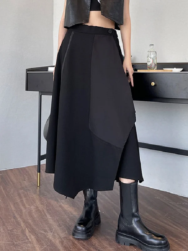 Casual High Waisted Irregularity Solid Color Skirt