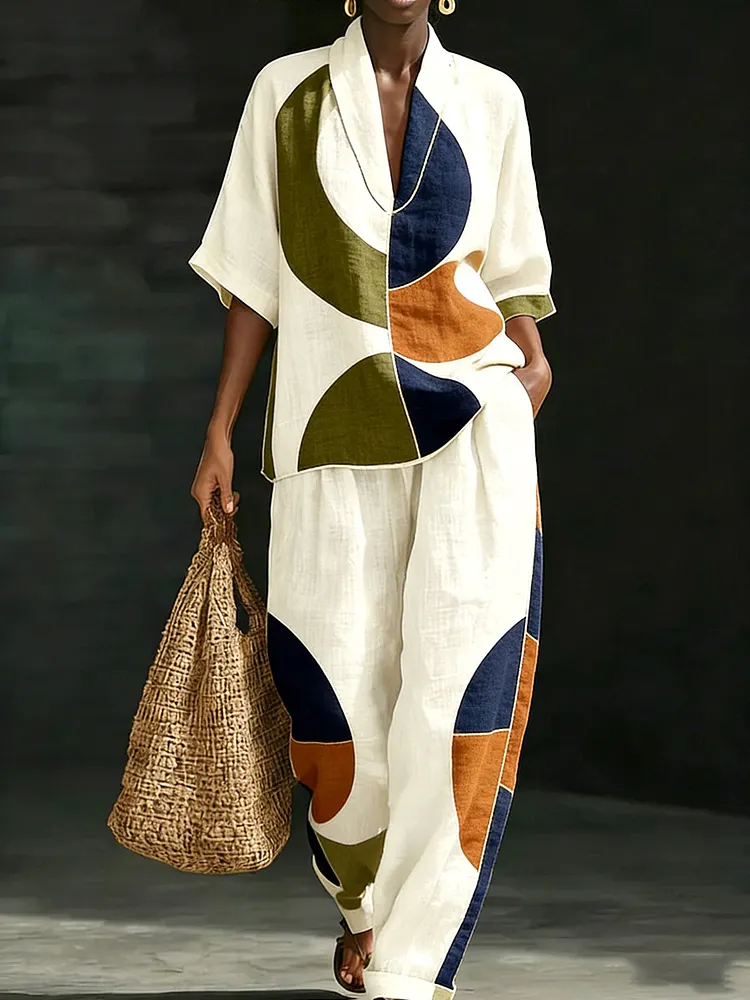 Women&rsquo;s Tribal Geometric Print Two-Piece Set