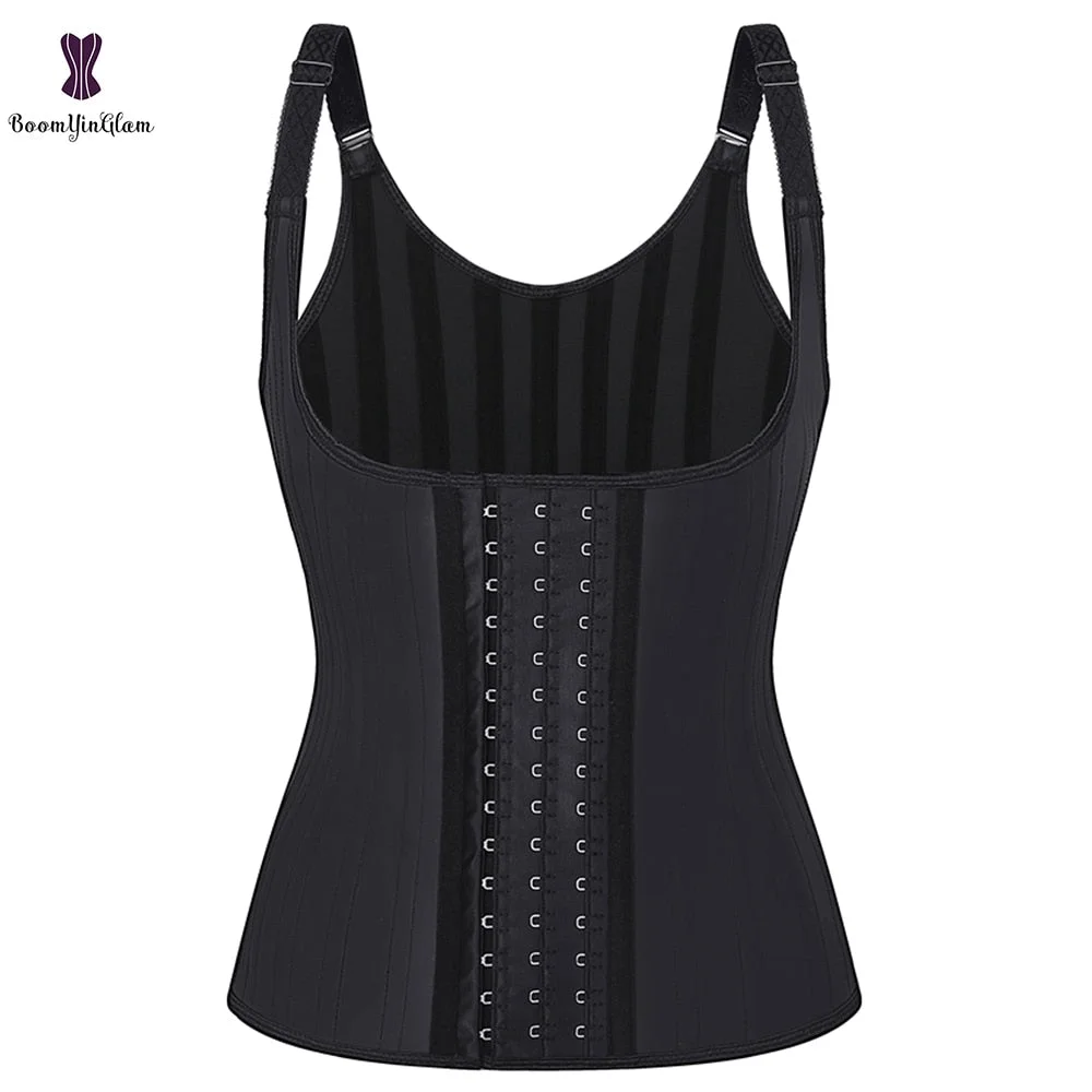 Hook Adjustable Waist Trainer 25 Steel Boned Slimming Corset Workout Girdle Vest Latex Women Body Shaper Plus Size XS -6XL