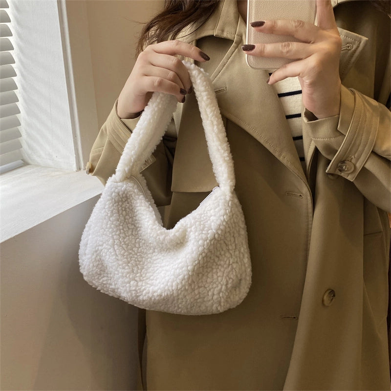 Women’s Small Plush Leopard Vintage Style Classic Style Dumpling Shape Zipper Handbag