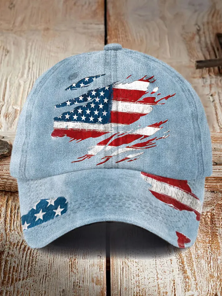 Unisex Independence Day Retro Flag Design Print Hat