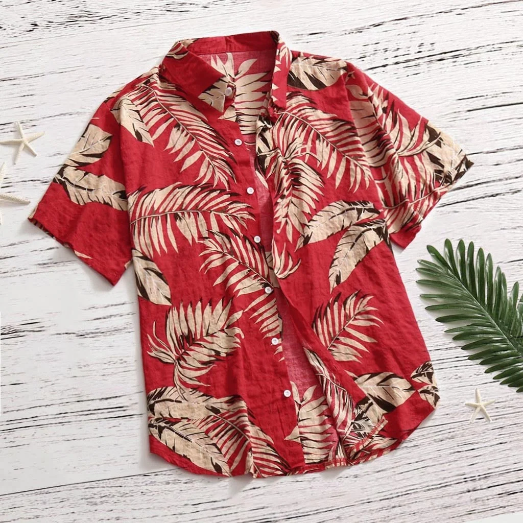 Plus Size Mens Hawaiian Shirt Fashion Casual Button Hawaii Print Beach Short Sleeve Quick Dry Top Blouse S-5XL рубашка мужская