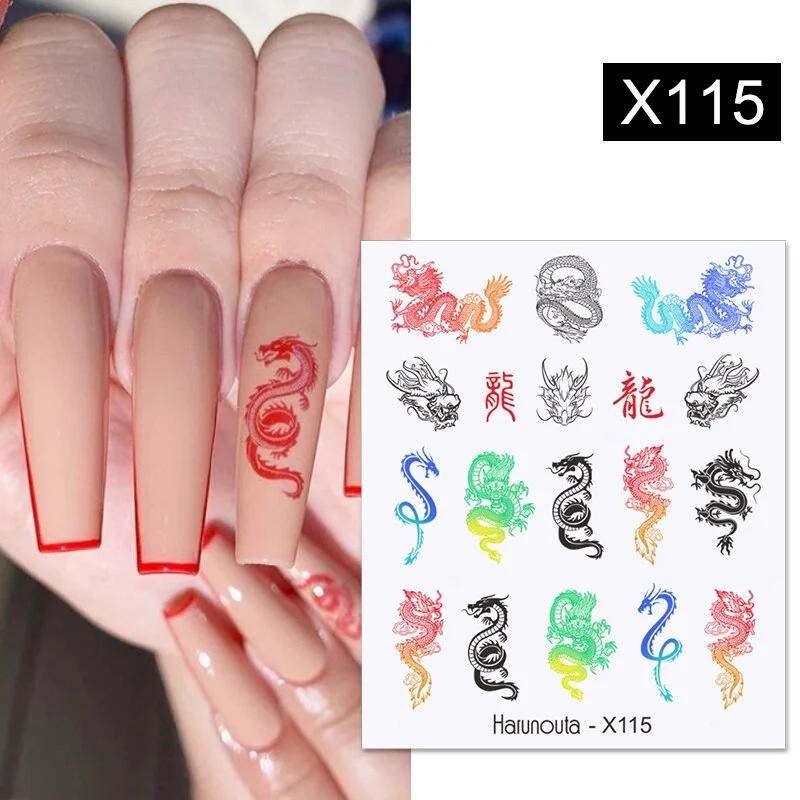 1PC Cool Girls Nail Water Decals Colorful Flower Leaf Water Transfer Sliders Nail Stickers For Nails DIY Manicures Nail Wraps-Nail Inspo
