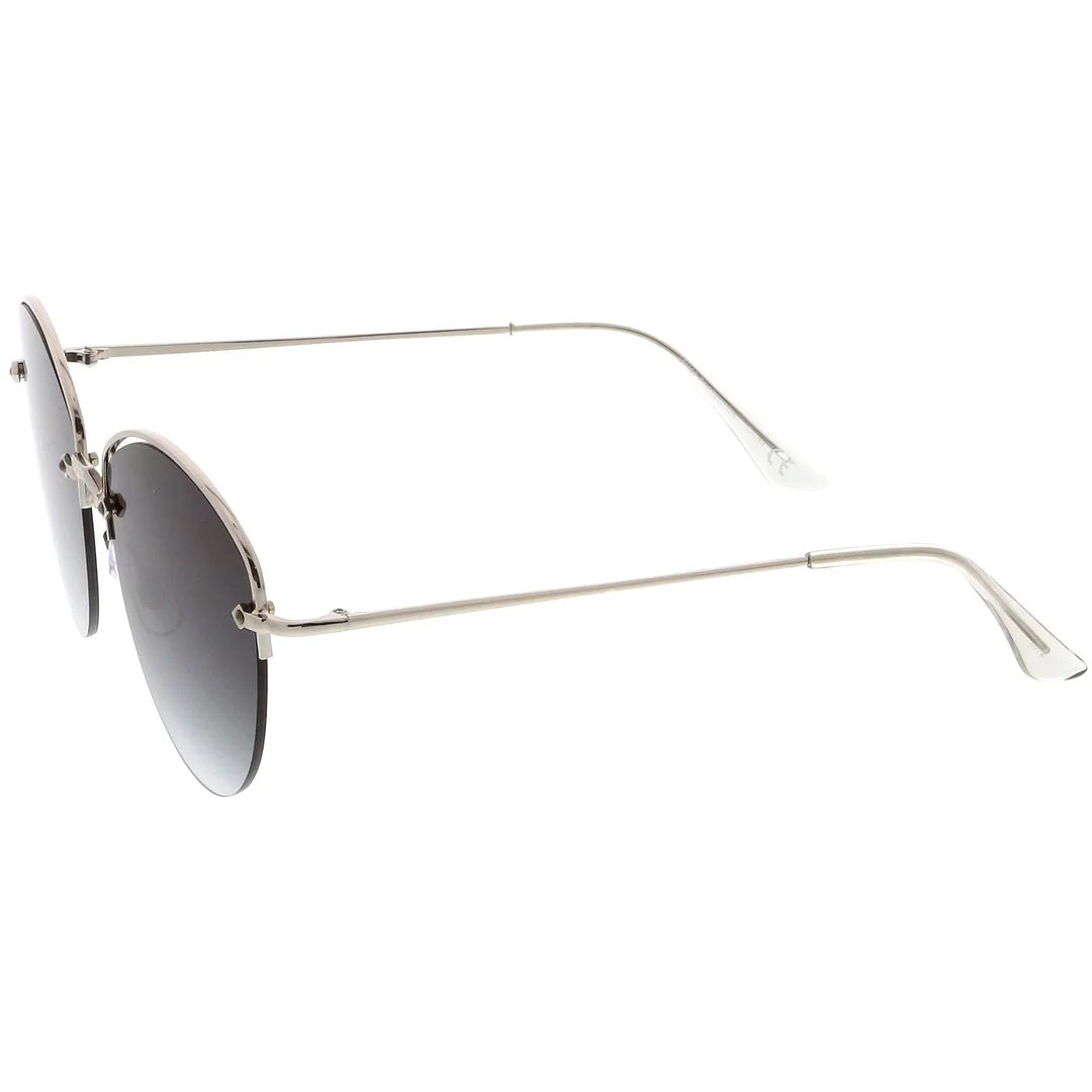 Modern Metal Nose Bridge Flat Lens Semi-Rimless glasses 60mm
