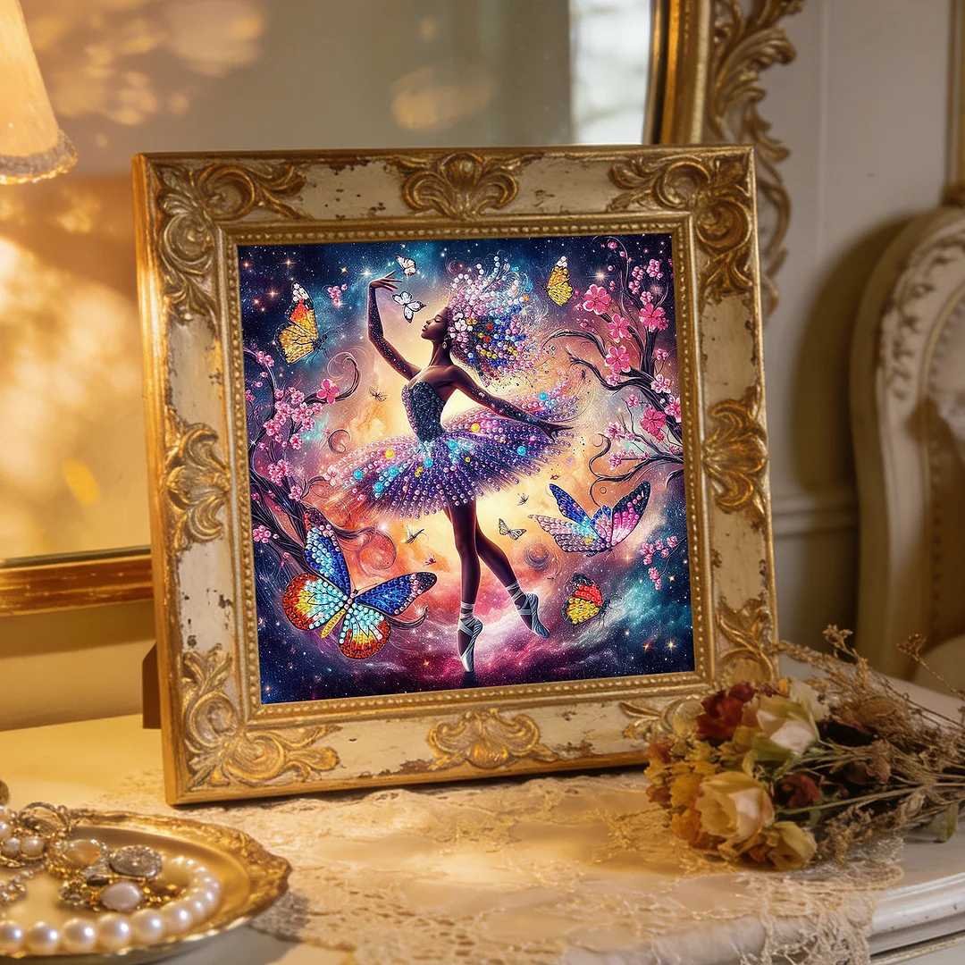 Diamond Painting - Partial Special Shaped Drill - Butterfly Dance Girl(Canvas|30x30cm)