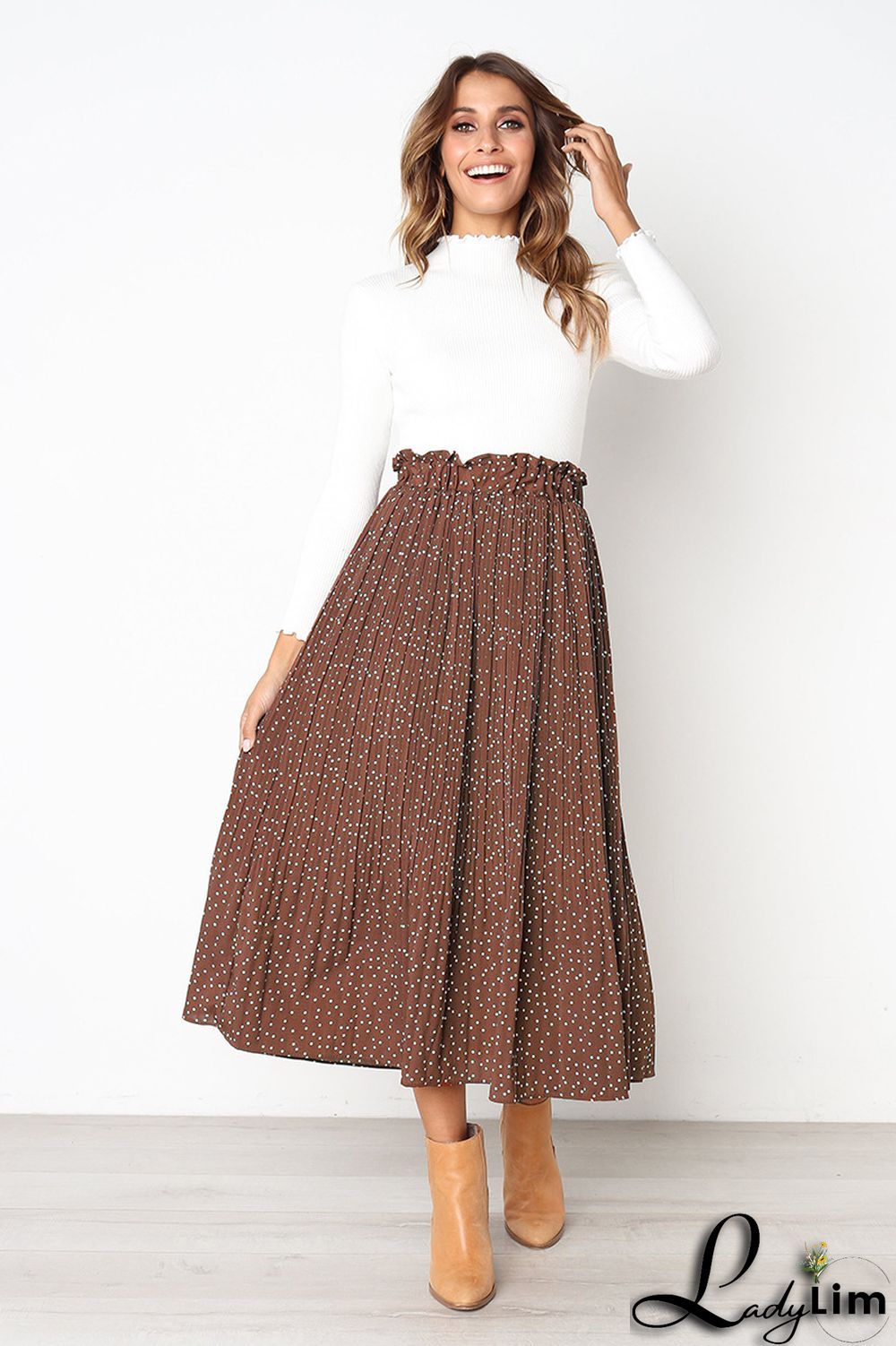 Women Pocket Pleated Skirt