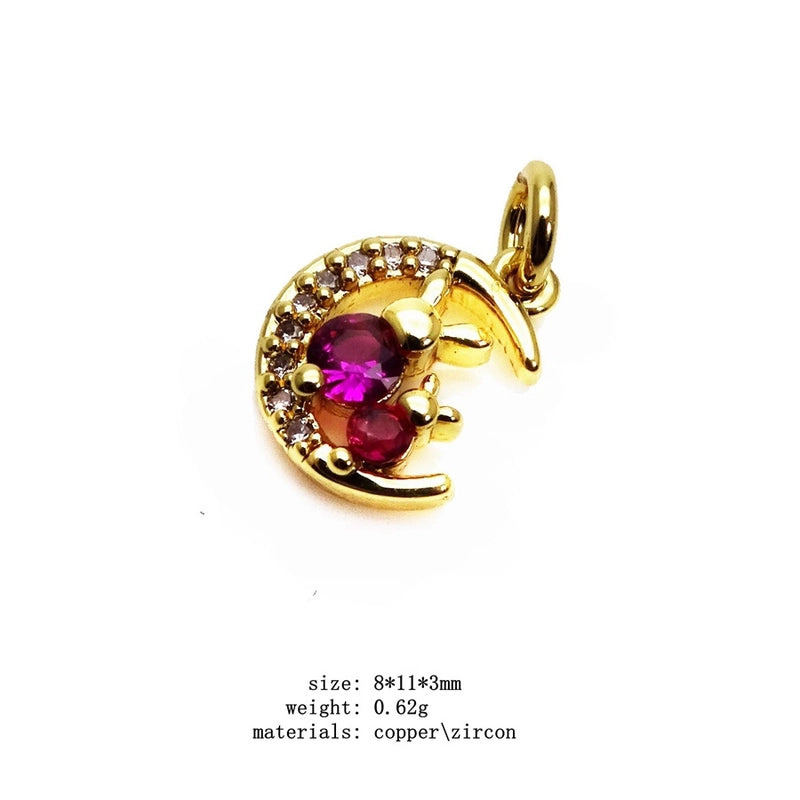 1 Piece Copper Zircon Rabbit Star Moon Pendant